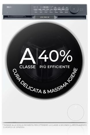 Haier X Serie 9 Lavatrice 11 Kg, Libera Installazione, Carica Frontale, Classe A-40%, 1400 Giri, Ultra Fresh Air e Ciclo Refresh a Vapore, Wi-Fi con App hOn, 85x60x67 cm, Bianca – HW110-B14387UIT