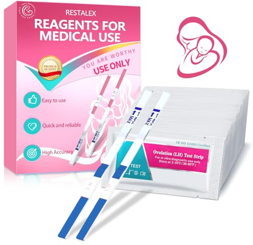 50 Stück Ovulationstest Streifen, Hochempfindliche Ovulationstests Schnelles Test, Fruchtbarkeitstest für Frauen Eisprung, Zuverlässige Früherkennung, Genauigkei Einfach Tests Ergebnis,Blau