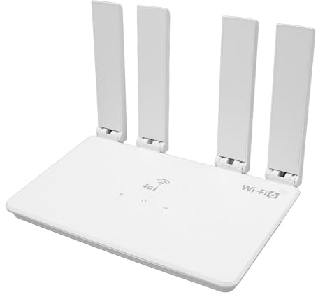 SENECESLI 4G LTE-Router mit 4 High-Gain-Antennen, SIM-Kartensteckplatz, Effektive WLAN-Verbindung für Mehrere Geräte (EU-Stecker)