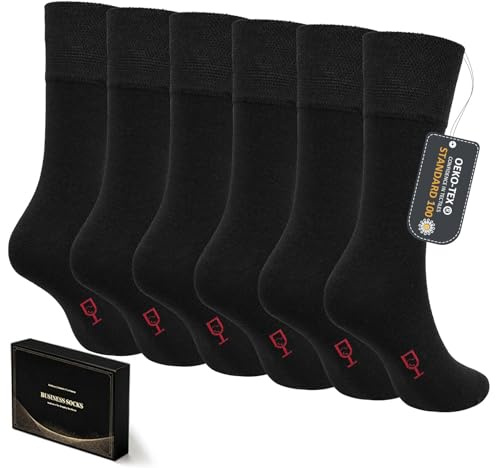 LOFIR Calcetines de Negocios Algodon Hombre: Calcetines de Vestir Transpirables Mujer Ultra Suaves Sin Elásticos sin Costuras para Trabajo Oficina Personas Mayores 6 Pares