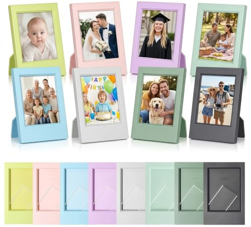 8 Stück Mini Bilderrahmen Klein 9,2×6,1cm, Kleine Bilderrahmen für Polaroid, Bunte Fotorahmen Kompatibel mit Fujifilm Instax Mini, 3 Zoll Tischpräsentation Bbilderrahmen