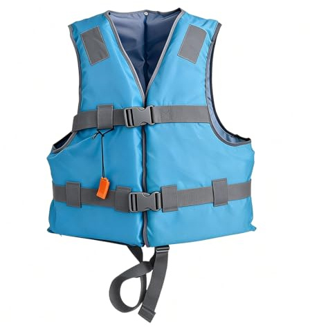 Gilet de sauvetage professionnel pour adultes - Veste de sports nautiques avec aide à la flottabilité pour bateau, pêche, activités de plein air (bleu, S)