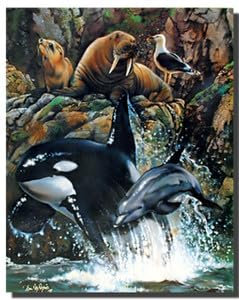 Sea Life Dolphin Animal Collage-Wal, Meer Poster Kunstdruck (40 x 50)