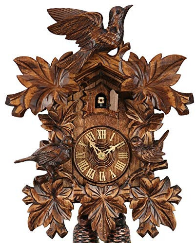 Haus der 1000 Uhren Kuckucksuhr - Dreivogel - handgeschnitzt - mechanisches 8-Tage-Laufwerk - 2 Jahre Garantie