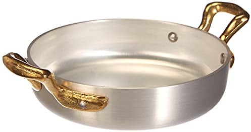 Pentole Agnelli ALMA11014 Plato pequeño con 2 Asas de latón, Aluminio Profesional 3 mm, 14 cm