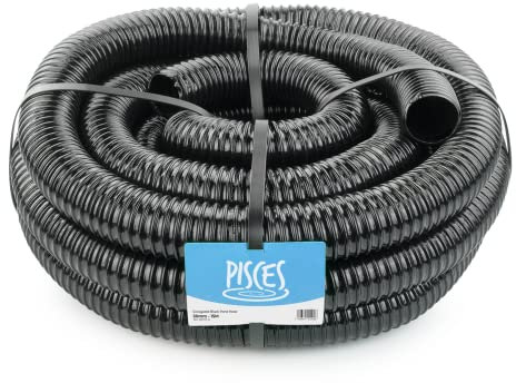 Pisces 50mm (2 inch) Black Pond Corrugated Flexible Hose Pipe - 15m Roll