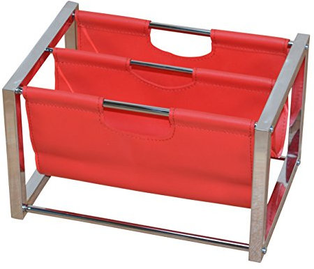 Zeitungsständer Kunstleder - Metall Farbe Rot