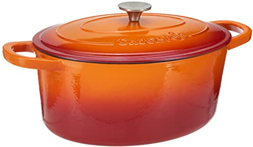 Crock Pot Artisan Oval Enameled Cast Iron Dutch Oven, 7-Quart, Sunset Orange