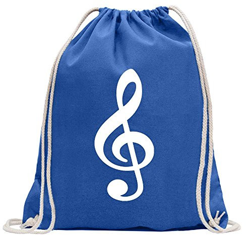 Kiwistar - Turnbeutel - royal - Violinschlüssel Notenschlüssel - Fun Rucksack Sport Beutel Gymsack Baumwolle mit Ziehgurt