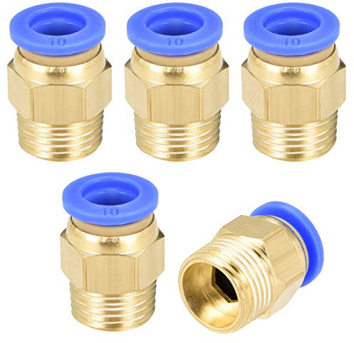 sourcing map Lot de 5 raccords pneumatiques droits G3/8 mâle x 10 mm