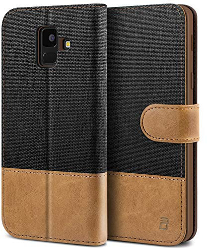 BEZ Funda para Samsung A6 2018, Carcasa para Samsung Galaxy A6 2018 Libro de Cuero con Tapas y Cartera, Cover Protectora con Ranura para Tarjetas y Billetera, Cierre Magnético, Negro