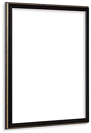 Bildershop-24 Leerrahmen (ohne Rückwand und Glas) Barockrahmen Kalypso 80 X 120 cm Schwarz Goldglanz Antik Farbe und Größe wählbar
