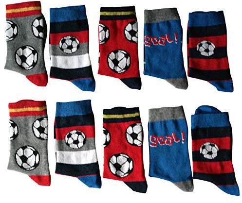 Lieblingsstrumpf24 10er Pack Socken Kinder Jungen Mädchen Baumwolle Öko-Tex Standard 100 (35-38, Jungs-Fussball-Mix)