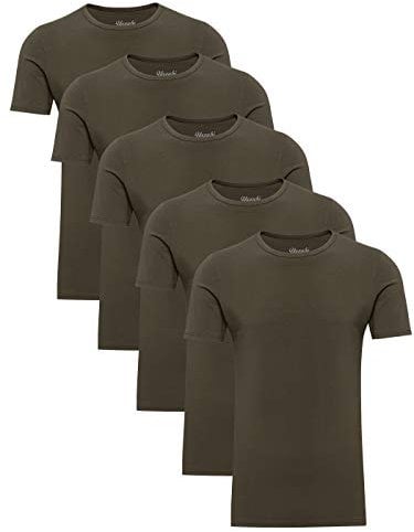 Yazubi 5er Pack Baumwoll Tshirt Herren Einfarbig Grün T Shirt Männer T-Shirts Basic Kurzarmshirt Mythic, (Kalamata 190510), M