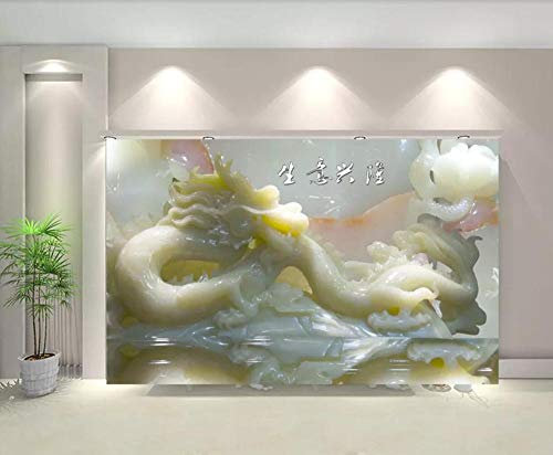 Tapete 3D Wandbild Drachen Jade Erleichterung Fototapete 3D Effekt Vliestapete Wohnzimmer Wanddeko