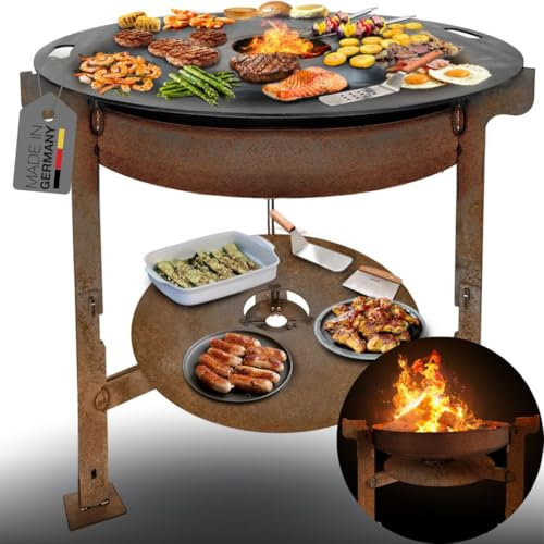 Terma Feuerschale mit Feuerplatte 100cm -Der Neue Grill Trend- Plancha Grillplatte feuertonne mit grillplatte holzkohlegrill komplett grilltonne grillring feuerkorb