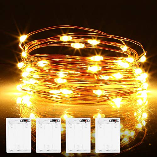 Micro LED Lichterkette Batterie, 4 Stück 6 Meter 60er LED lichterkette mit Timer IP65 Wasserdicht Draht Beleuchtung für Party, Garten, Hochzeit, Weihnachten, Halloween