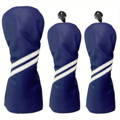 3pcs Navy Blue Golf Wood Club Headcovers 135 for Driver Fairway Wood Golf Head Covers Set