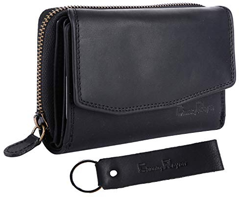 Chunkyrayan Echtleder Damen Geldbörse Hochwertig Vintage RFID Schutz inklusive Leder Schlüsselanhänger