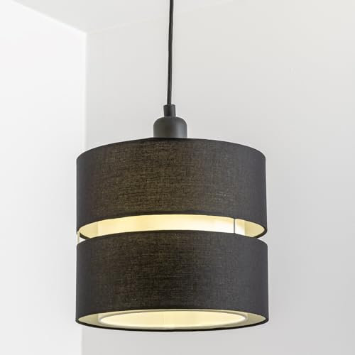 CGC Lighting Pantalla de lámpara de techo interior, 26cm, no eléctrica, fácil instalación, dormitorio, salón (Negro)
