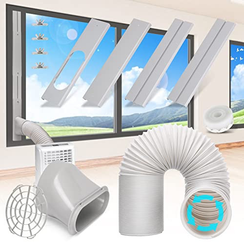 Kerykwan Portable Air Conditioner Window Door Kit with 5.9” Exhaust Hose Adjustable AC Vent Kit for Ducting Universal AC Seal Panel for Horizontal&Vertical Window