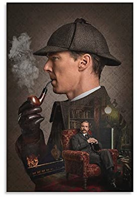 GNKIO Sherlock Holmes Pipe Smoking Leinwand Kunst Poster und Wand Kunst Bild Druck Moderne Familie Schlafzimmer Dekor Poster 08x12inch(20x30cm)