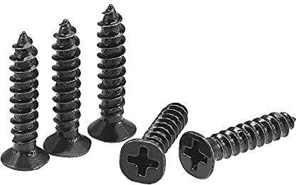 sourcing map M4 x 20mm Wood Screws Phillips Flat Head Carbon Steel Self Tapping Screws Black 100pcs