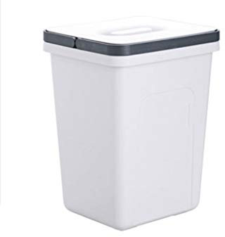 FKJLUN Papelera de reciclaje impermeable con tapa, cubo de basura de plástico para oficina, cocina, dormitorio, papelera de plástico con asas (color: blanco)