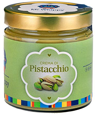 Crema spalmabile al Pistacchio preparata con metodo artigianale utilizzando i veri pistacchi siciliani. Ideale per farcire dolci, dare un gusto in più a fette di pane tostato e panettoni. - 400 gr