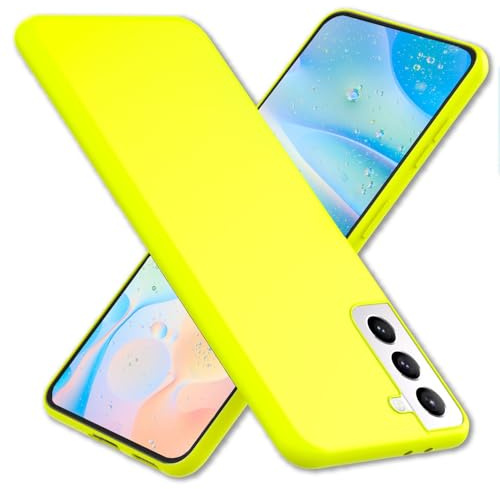 NALIA Neon Silikonhülle für Samsung Galaxy S22 - Soft-Touch - Hülle, Gelb | Stoßdämpfer in den Ecken, Erhöhter Kamerarand, Kaschiert Fingerabdrücke, Präziser Tastendruck, Griffsicherer Halt