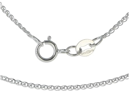 9ct White Gold 1mm Diamond Cut Single Link Wheat Spiga Chain Necklace 18 Inch Long