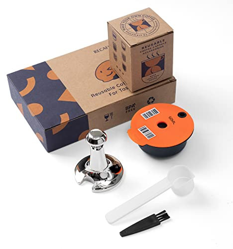 RECAFIMIL Wiederaufladbare Tassimo-Kapseln, Bosch Tassimo, mit Kaffeewerkzeug, 1 Kapsel (60 ml), 1 Tamper, 1 Bürste, 1 Löffel