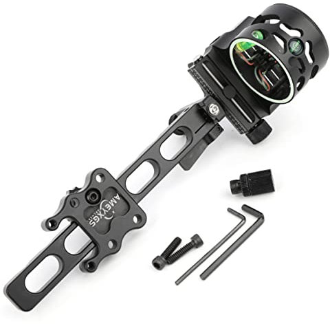 AMEYXGS Bogenschießen 5 pin Bogen Sights Compound Bogen Visier 0,019 Fiber Optics Bogenvisier aus Aluminiumlegierung für die Jagd mit der Rechten und Linken Hand (Lange Stange)