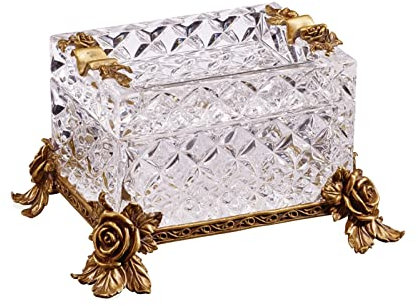 AVLUZ High-End-Luxus-Aschenbecher, 2-Schicht-Kristallglas-Aschenbecher-Aufbewahrungsbox, Zigarren-Zigaretten-Raucher-Aschenbecher mit Sockel, exquisites dekoratives Ornament-Geschenk