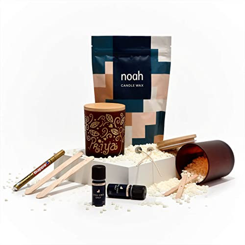 noah Kerzen Selber Machen Set – Enthält Kerzenwachs, ätherisches Öl, Docht, Geschenkbox – Stellen Sie Ihre Eigene Kerze Her (Relaxing, Chill Vibes)