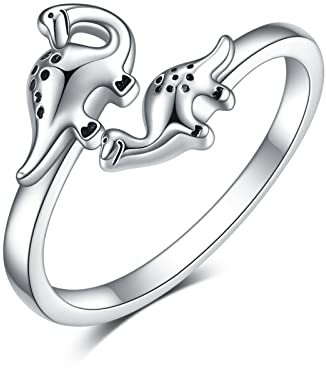 Dinosaurier Ring Sterling Silber Tier Verstellbare Offene Ringe Niedlicher Tierdinosaurier Schmuck Geschenke für Frauen