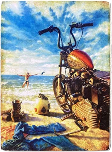 KUSTOM ART Magnet (Magnet) Serie Moto Harley aus der Kollektion Druck auf Holz 10 x 6 cm