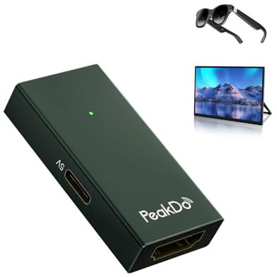 PeakDo HDMI-auf-USB-C-Adapter, 4K @ 60Hz, HDMI-auf-Typ-C-Adapter für XREAL One/Air 2 Pro/Air 2, Viture Pro/One, RayNeo Air 2s, Rokid AR-Brille, tragbarer Monitor von PS5/4, Xbox, Switch, Laptop, PC,