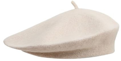 PSOWQ 1 Stück Französischen Beret Damen Baskenmütze Klassishe KüNstler Barrett Mütze Mode Basken Mütze für Herren Kleid Mütze Barette WintermüTze Barett Franzosen für Herbst/Winter-Weiß,58cm