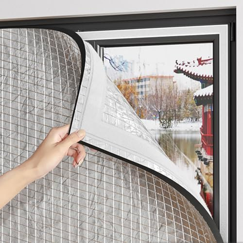Kälteschutzfolie Fenster Aluminiumfolie Wärmeisolierung Reflektierende Folie Thermo Cover Fenster-Isolierfolie Kälteschutz und Wärmeschutz im Winter (60x80cm/24x31in)
