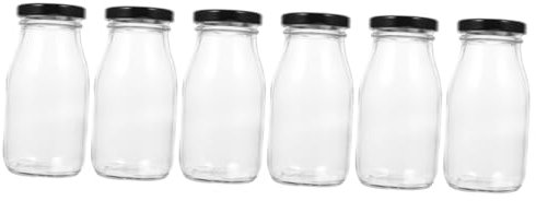 UTHCLO 6pièces Bouteilles Verre Pour Lait Et Yaourt Avec Couvercle Lot De Contenants Réutilisables Étanches Pour Boissons Et Conservation