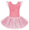 Arshiner Abiti da Balletto per Ragazze con Fiocco a Maniche Corte, Abbigliamento per Balletto, Abito da Ballo, Body da Balletto per Bambini, in Cotone, con Gonna in Tulle Glitterato, Rosa Corallo 160