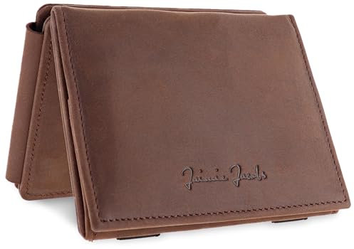 Jaimie Jacobs Flap Boy XL Magic Wallet mit Münzfach RFID-Schutz Geldbeutel mit Platz für 13 Karten (Büffelleder Dunkelbraun)