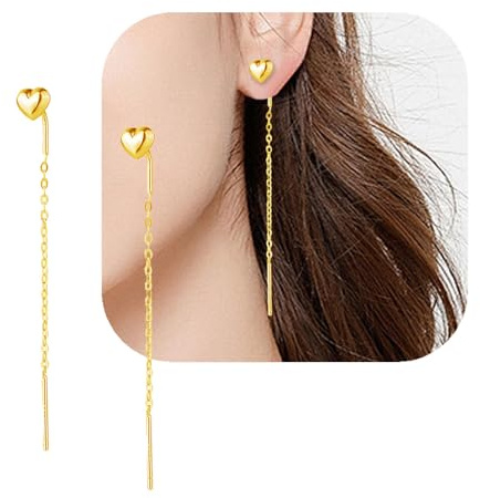 925 Sterling Silber Spirale Einfädler Ohrringe, WGXIA Ohrhänger für Frauen Mädchen Lange Durchzieherohrringe Linear Drop Linie Ohrringe Quaste