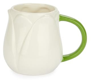 Balvi Mug Tulip Color Blanco Taza en Forma de Flor de tulipán Cerámica 400 ml