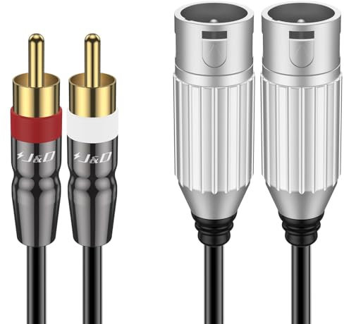 J&D Cable dual RCA a XLR, Desbalanceado 2 Macho XLR a 2 Macho RCA,Conexión de Audio Estéreo para Altavoces, Amplificadores, Sistemas de Audio Estéreo HiFi, 4,5 m