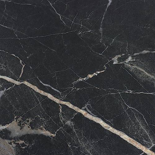 VaryStyle 18 Packs Vinyl Flooring Peel and Stick Floor Tiles 12x12 Black Marble Flooring Tiles Waterproof Bathroom Floor Tile Self Adhesive Removable Stick on Tiles for Kitchen Basement Flooring