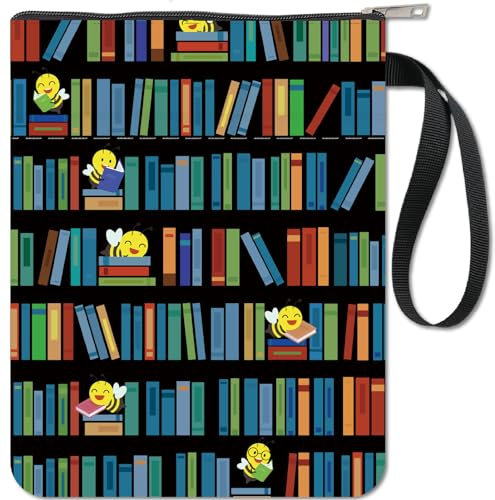 CRASPIRE Libreria Custodia per Libri Protezione per Api Copertine per Libri in Brossura Copertina per Libri in Tessuto Lavabile con Cerniera e Tasca Extra sulla Manica per Gli Amanti dei Libri Regali