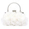 YUEZHAN Abendtasche Damen Clutch Frauen Abend Tasche Mode Rose Blumenmuster Handtasche Braut Clutch Tasche Für Hochzeit Abend Party Weiß