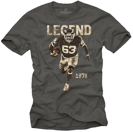 MAKAYA Mücke 63 T-Shirt Herren American Football Trikot Vintage Retro Motiv Bulldozer Grau XXXXL